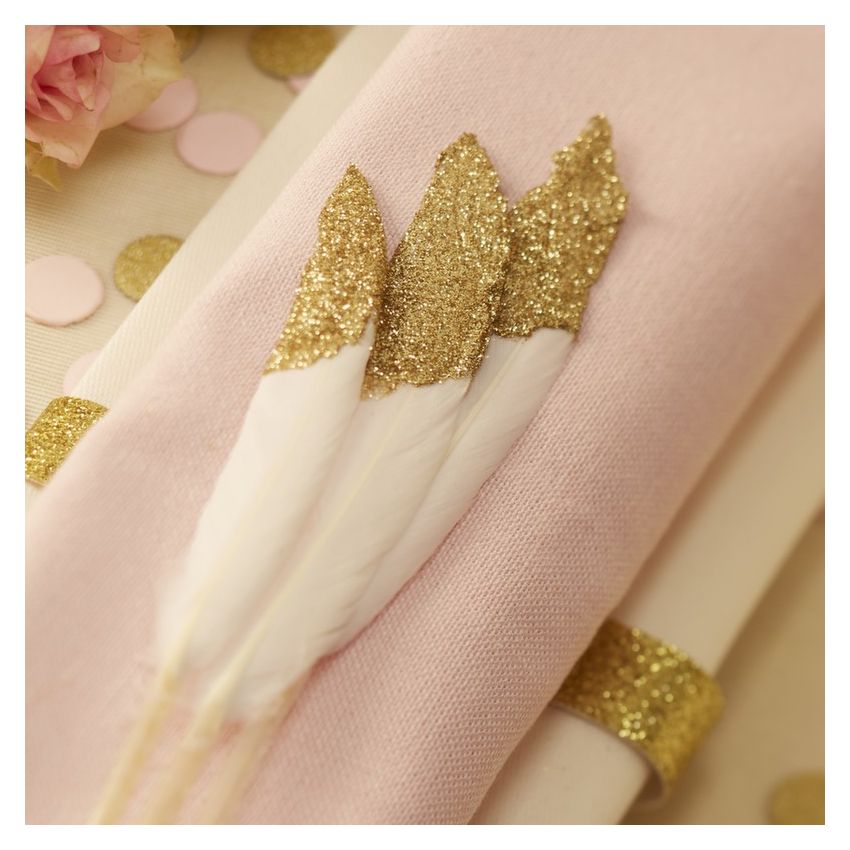 Ginger Ray - Tischdeko Pastel Perfection Federn Gold Dipped