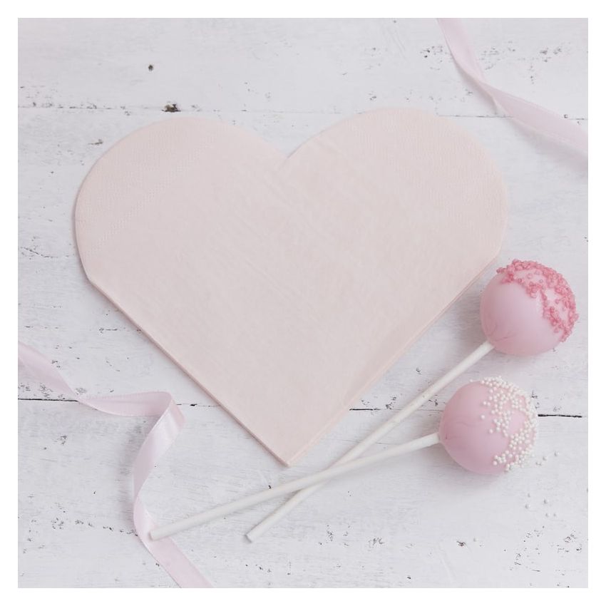 Ginger Ray - Servietten In Herzchenform zartrosa