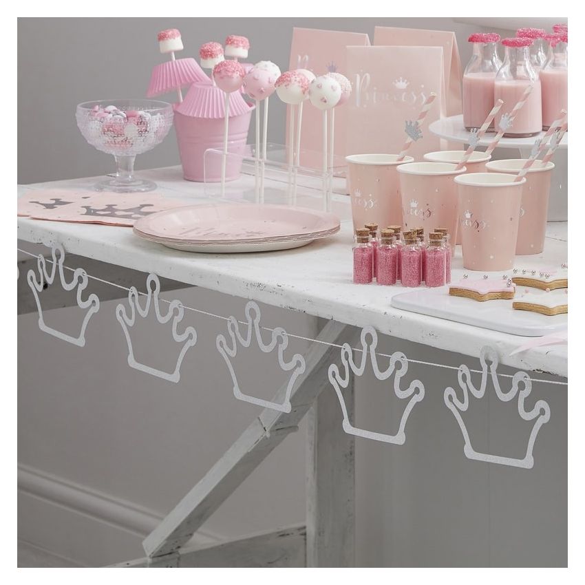 Ginger Ray - Girlande Princess Party silberne Krönchen