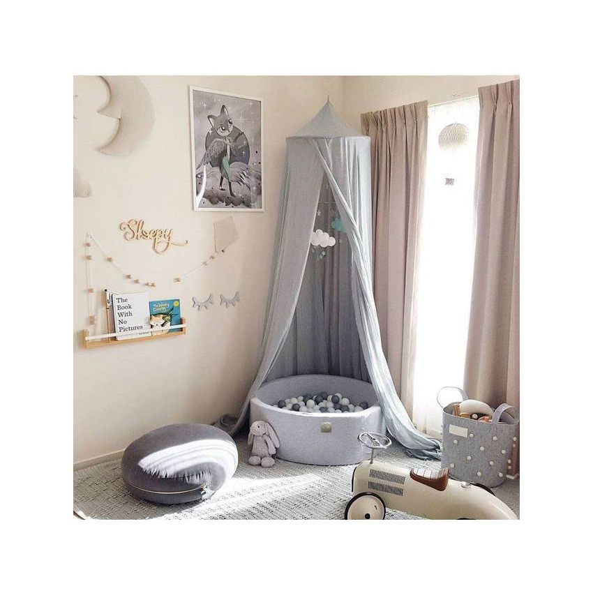 MeowBaby - Bällebad Hellgrau rund ohne Bälle 90x90x40cm