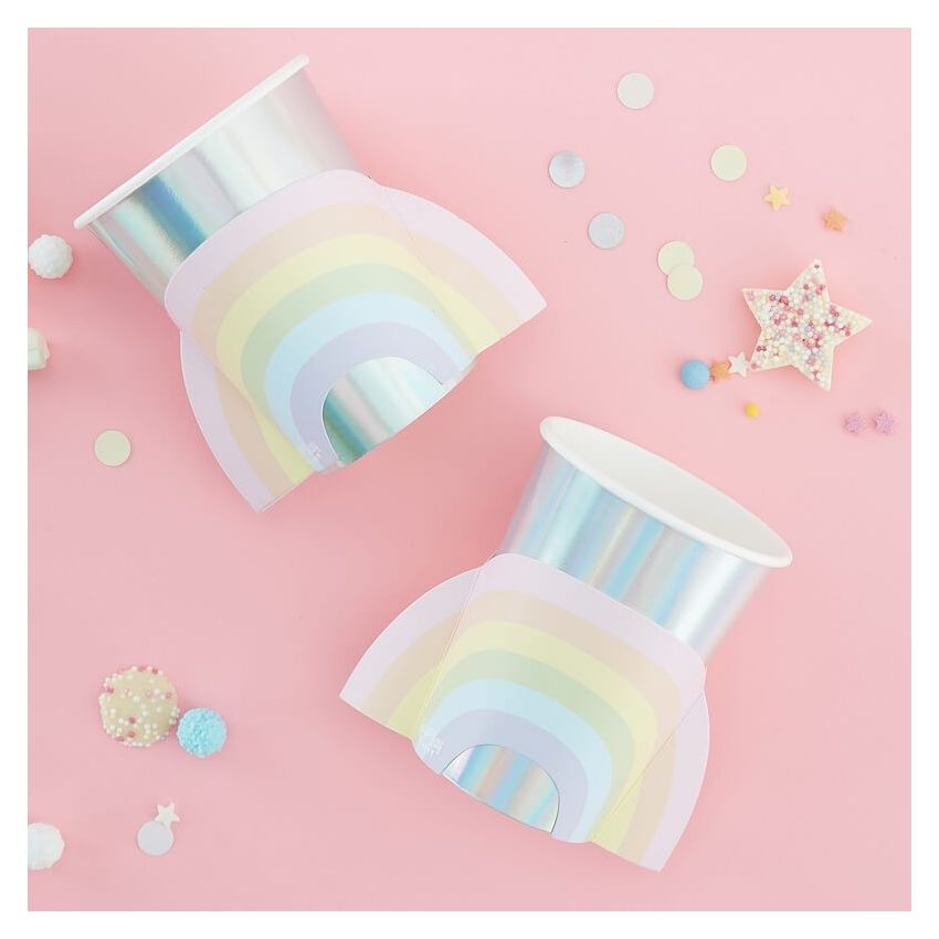 Ginger Ray - Partybecher Rainbow pastell