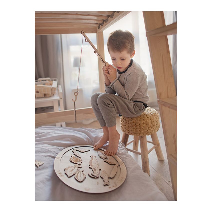 Stuka Puka - Holz Puzzle Fische mit Rute (deutsch)