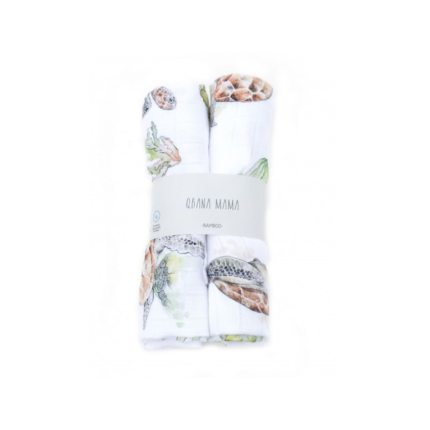 Qbana Mama - Bambus Muslin 2er Set Pazifik Schildkröte