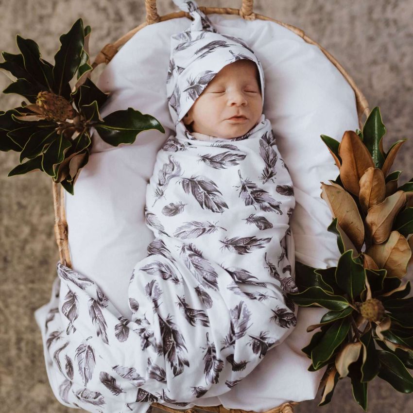 Snuggle Hunny - Swaddledecke Quill Federn mit Beanie