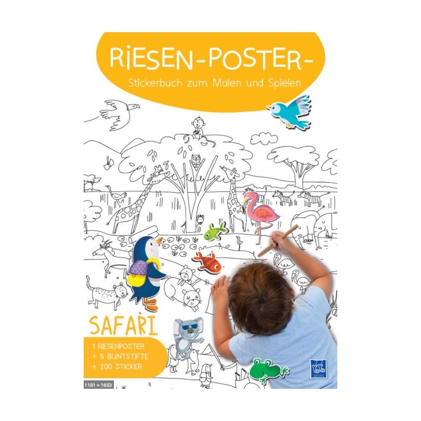 YoYo Books - Riesen-Poster-Stickerbuch zum Malen und Spielen Safari