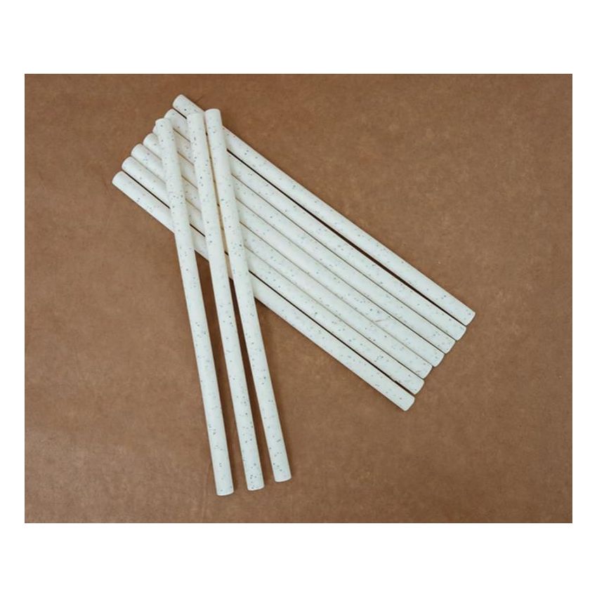 Mrs Ertha - Silikon Trinkhalme Weiss Speckle