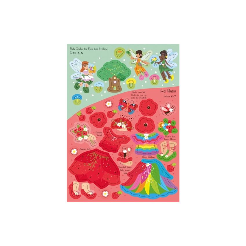 Usborne Verlag - Mein erstes Anziehpuppen-Stickerbuch: Romy, die kleine Regenbogenfee