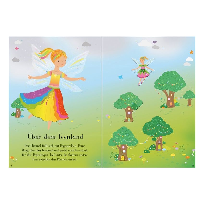 Usborne Verlag - Mein erstes Anziehpuppen-Stickerbuch: Romy, die kleine Regenbogenfee