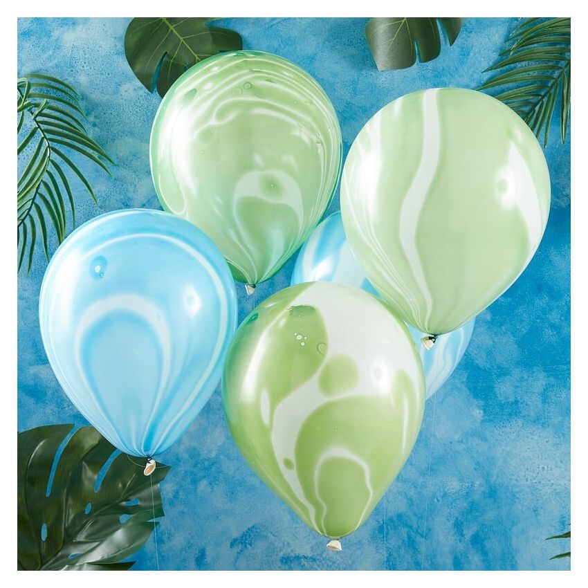 Ginger Ray - Marmor Ballonset grün & blau