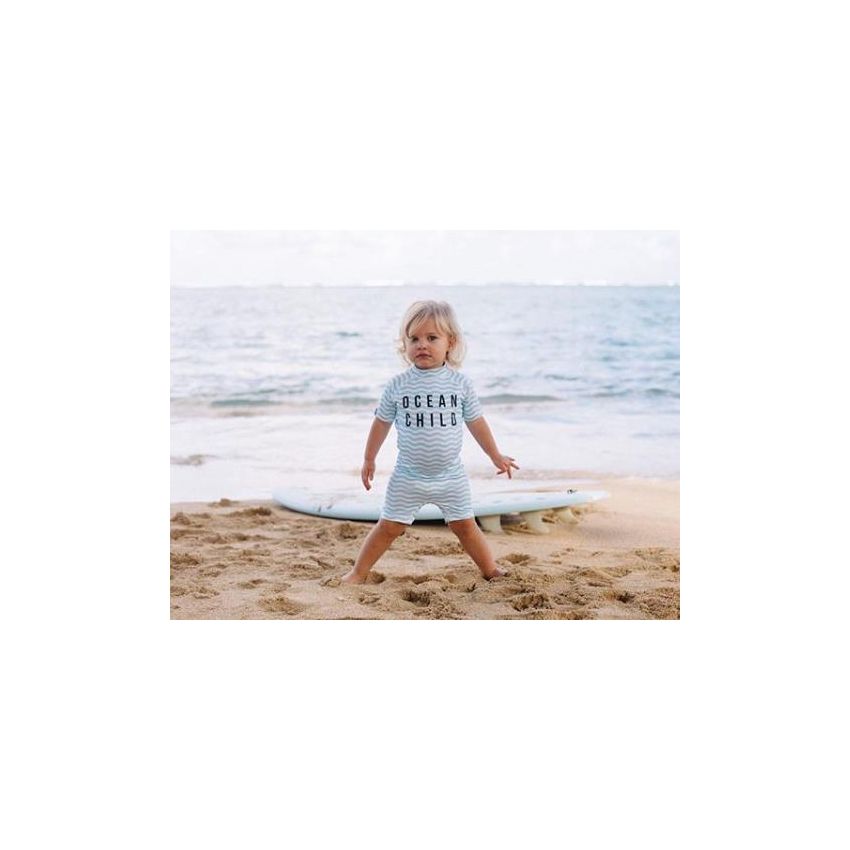 Beach & Bandits - UV Badeoverall Ocean Child kurz Weiss/blau