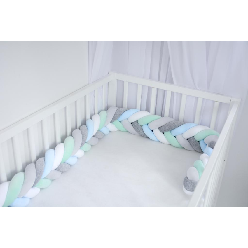 Sparrow - Bettschlange Slim Babyblue - mint - light grey - melange - white