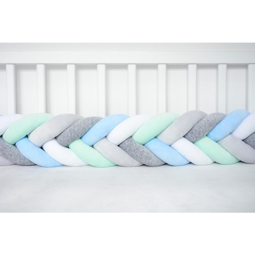 Sparrow - Bettschlange Slim Babyblue - mint - light grey - melange - white
