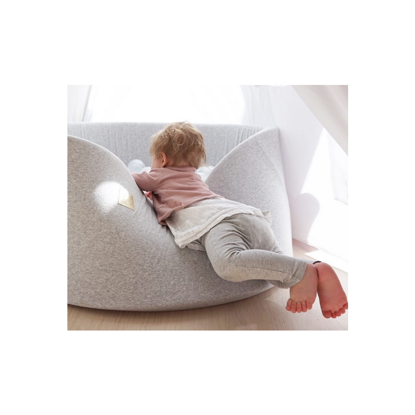 MeowBaby - Bällebad Hellgrau rund ohne Bälle 90x90x40cm