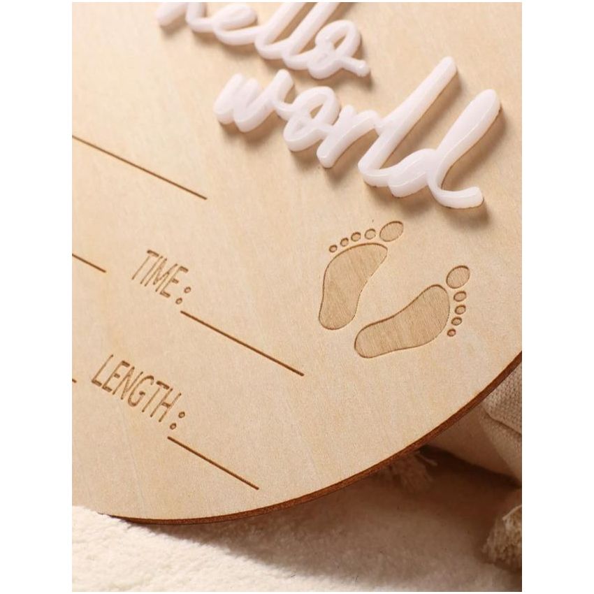 Holz Schild Hello World weiss