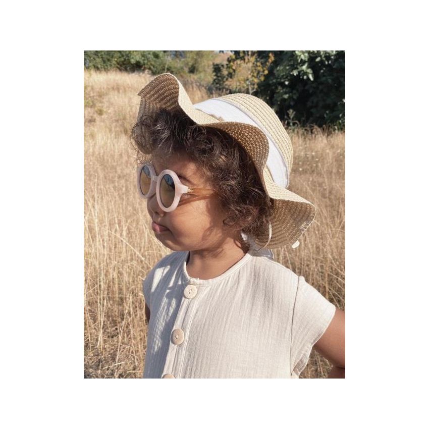 Mrs Ertha - Stroh- Hut Braun mit Mustard & Terracotta Schlaufe