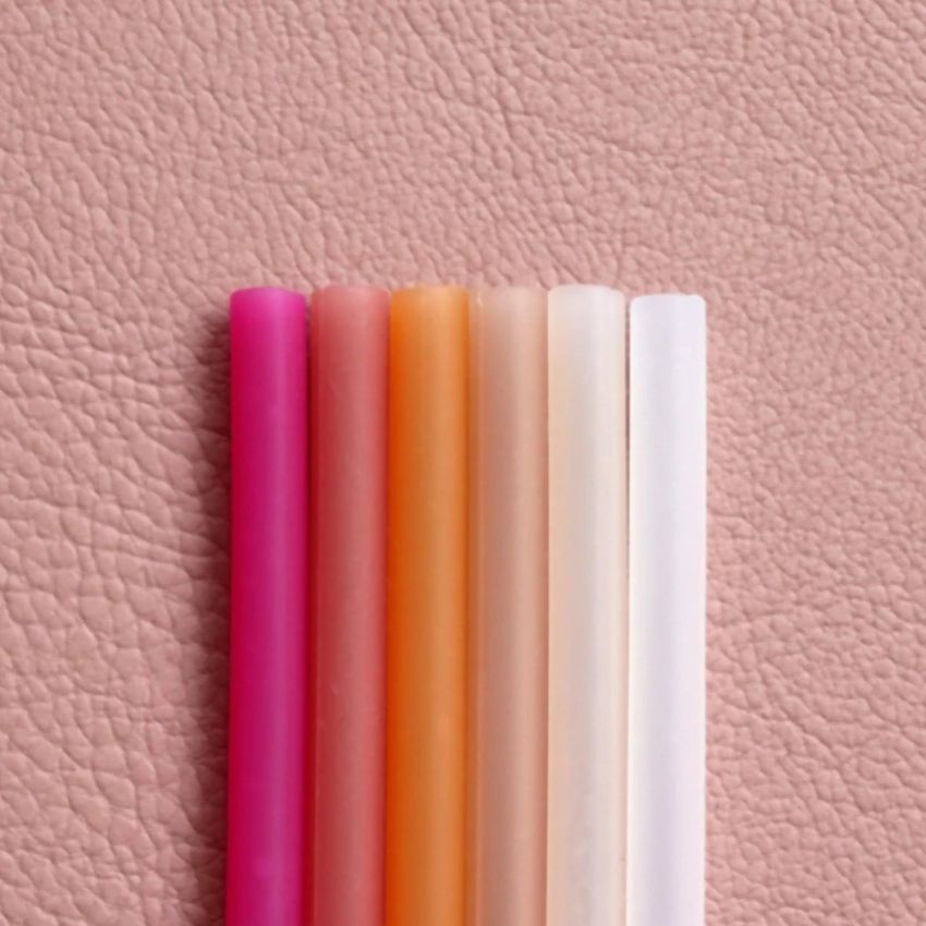 Lille Vilde - Silikon Trinkhalme Set Pink-Orange
