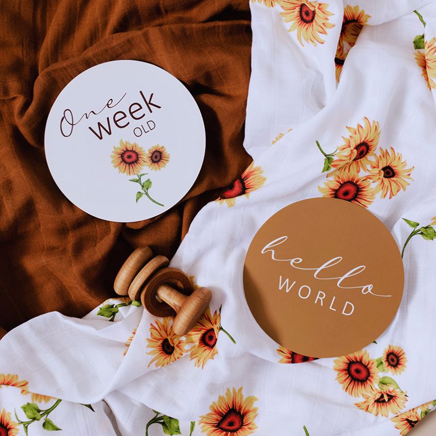 Snuggle Hunny - Meilenstein Karten Sunflower & Bronze