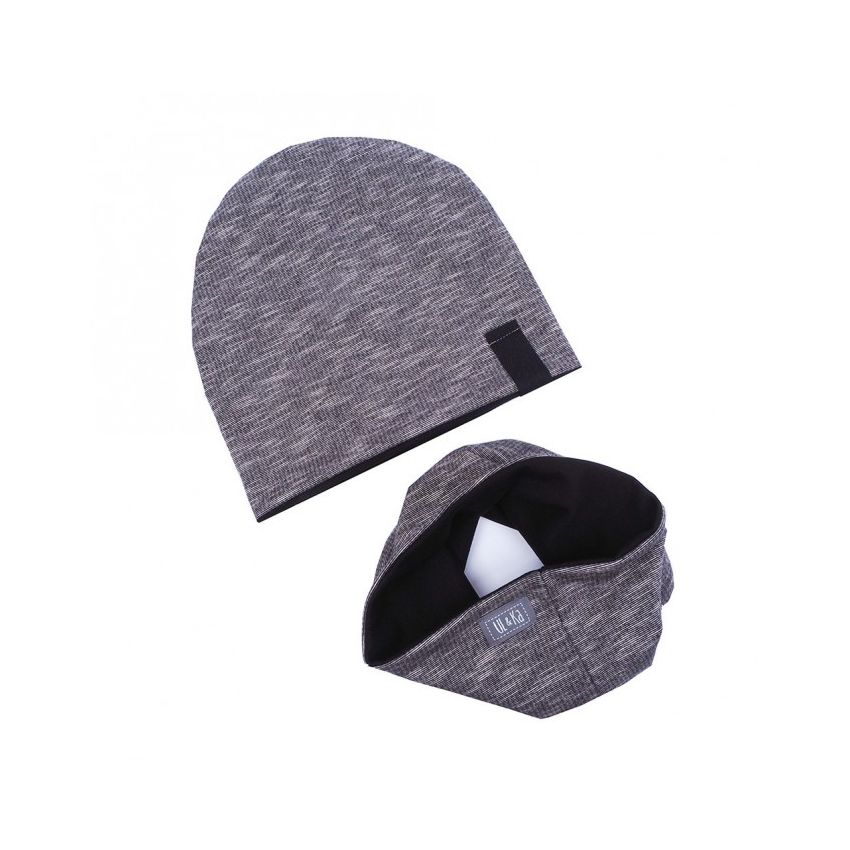 Ul & Ka - Beanie & Schal Set Melange Grey