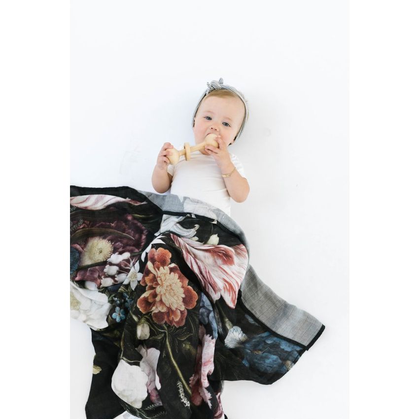 LouLou Lollipop - Muslin Swaddle Dark Flower