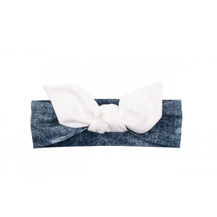 Ul & Ka - Haarband Jeans White Bow
