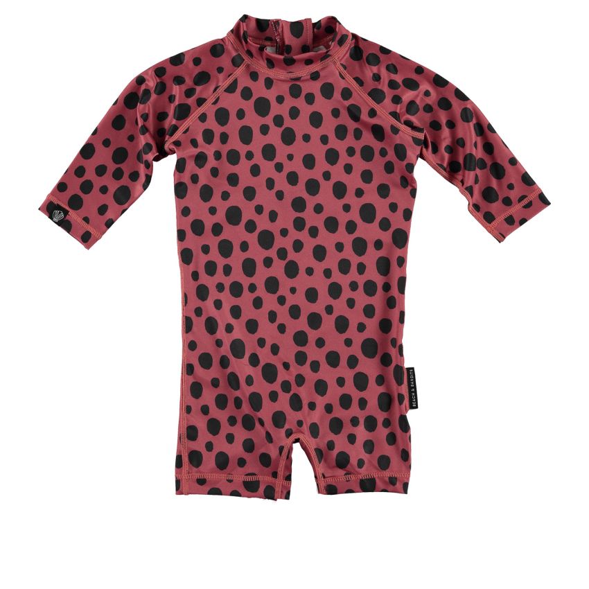 Beach & Bandits - UV Badeoverall Baby Red Velvet Punkte