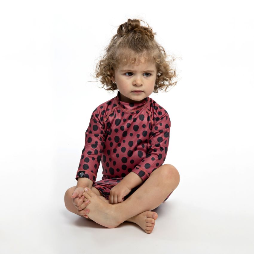 Beach & Bandits - UV Badeoverall Baby Red Velvet Punkte