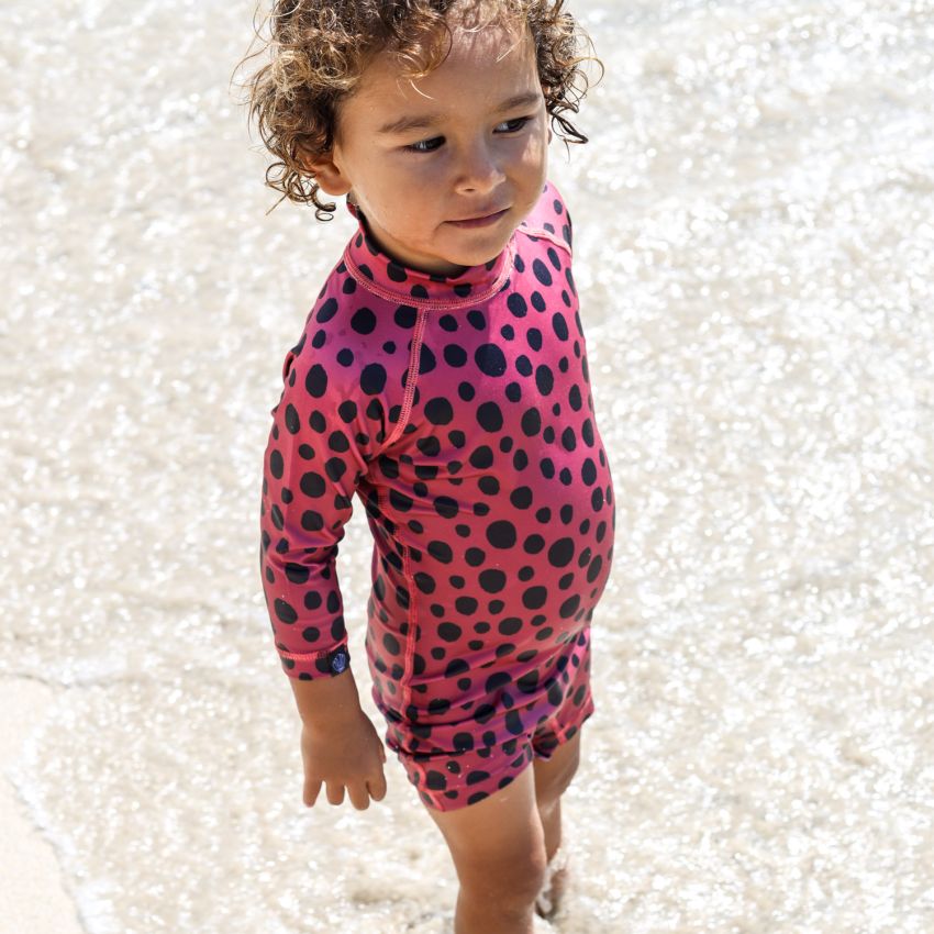 Beach & Bandits - UV Badeoverall Baby Red Velvet Punkte