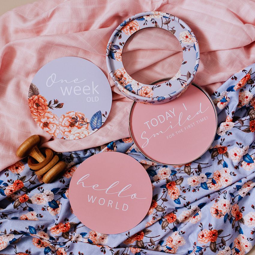 Snuggle Hunny - Meilenstein Karten Vintage Blossom