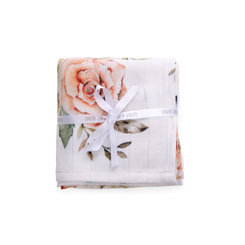 Qbana Mama - 4er Pack Bambus Muslin - Tücher Mullwindeln Vintage Flowers