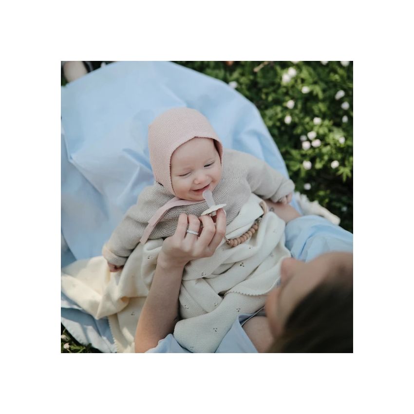 Mushie - Strickdecke Pointelle Ivory