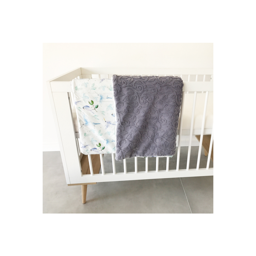 Maylily - Bambus Minky Decke Heavenly Birds grey gefüttert