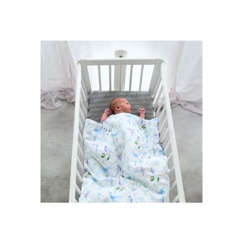 Maylily - Decke Luxe Heavenly Birds Weiss gefüttert