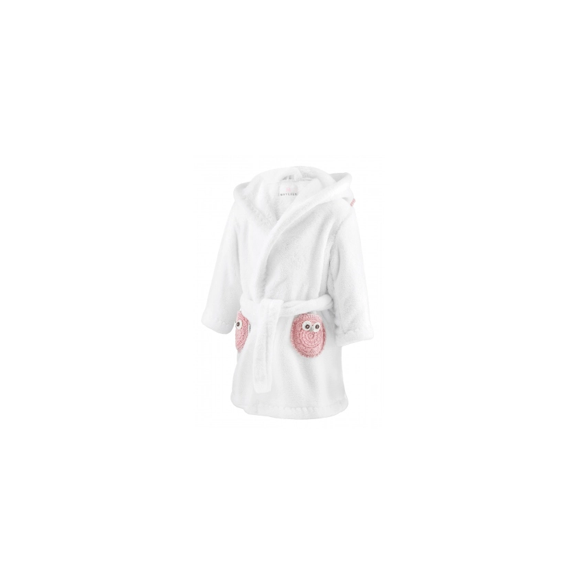 Maylily - Luxe Bademantel Weiss Eule Pink (1 - 2Jh)