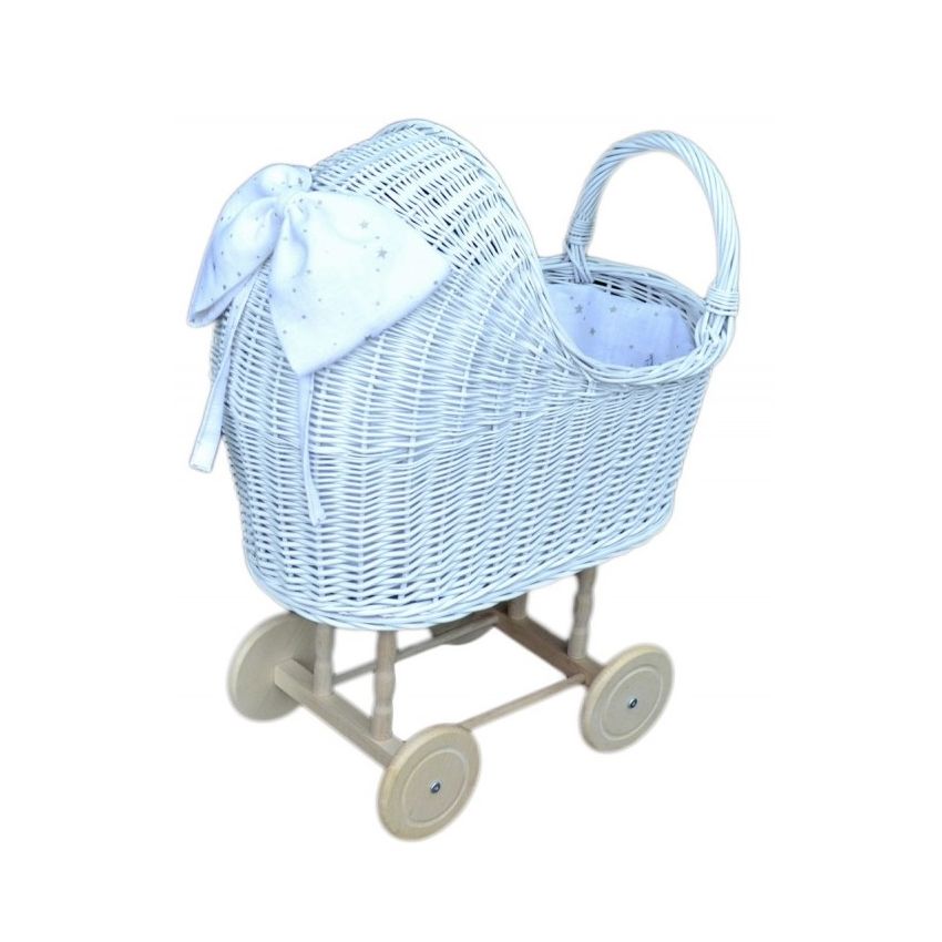 Lilu - Puppenwagen Weiss mit Masche