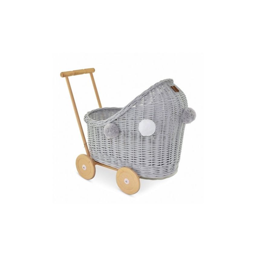 Lilu - Puppenwagen Grau mit Pommel