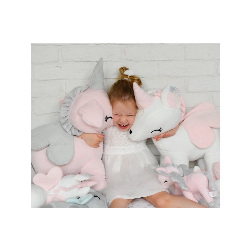 Melootka - Plüsch Einhorn XL grau- pink