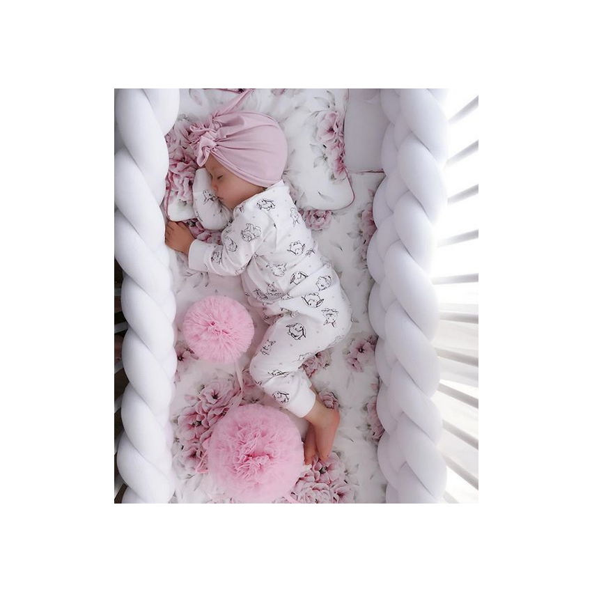 Sparrow - Bettschlange hellgrau - weiss - pfirsich