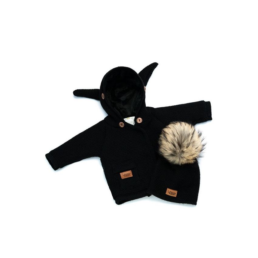 LAttante - Strickjacken Set mit Mütze Schwarz