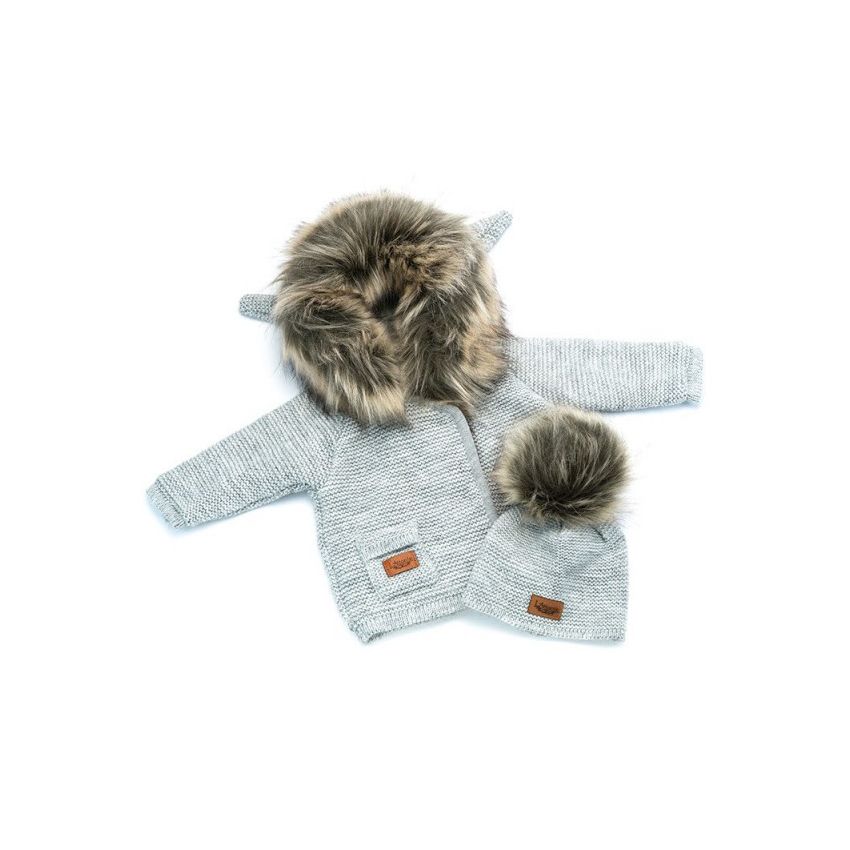LAttante - Strickjacken Set mit Mütze Grau