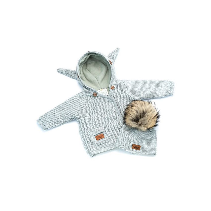 LAttante - Strickjacken Set mit Mütze Grau