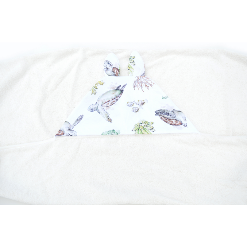 Qbana Mama - Kapuzentuch Pazifik Schildkröte weiss