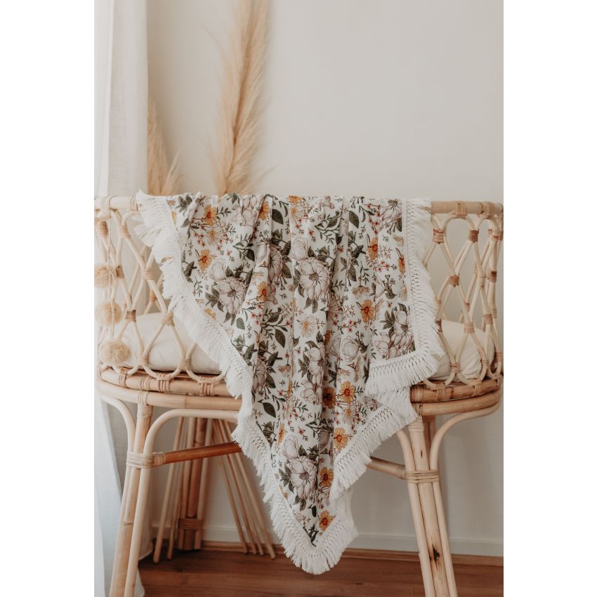 Ziggy Lou - Swaddle Fransendecke Floral Mustard