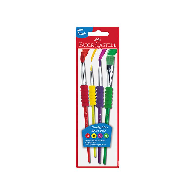 Faber-Castell - Pinsel mit Softtouch-Griffstück, 4er Set