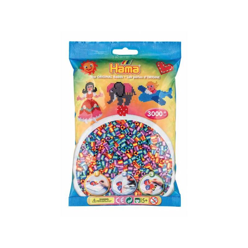 Hama - Midi Bügelperlen gestreiften Perlen 3000 Stk türkis/lila/orange