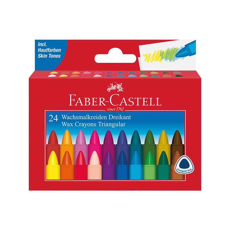 Faber-Castell - Wachsmalkreide Dreikant, 24er Kartonetui