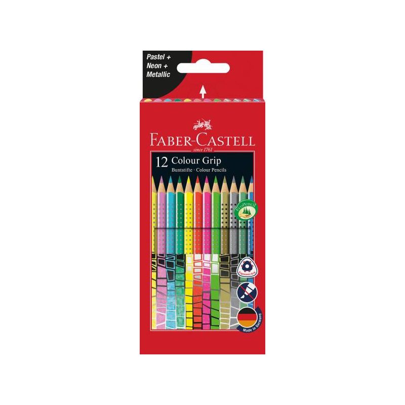 Faber-Castell - Farbstifte Colour Grip 12er Set Pastell Neon