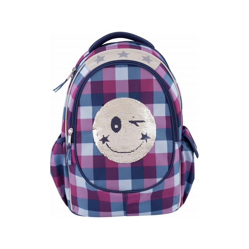 TOPModel - Schulrucksack Pailletten Smiley blau