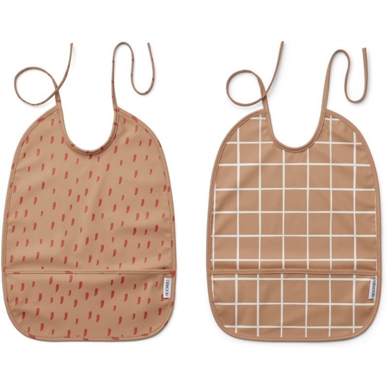 LIEWOOD - 2er Set Lai Lätzchen Check Tuscany Rose