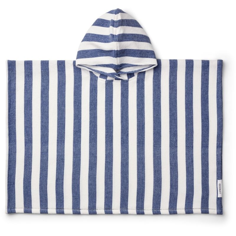 LIEWOOD - Paco Poncho Waffelstoff Surf Blue - Weiss