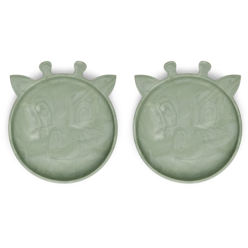 nuuroo - Silikon Tellerset Giraffe Marmor Grün